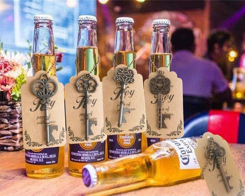 WODEGIFT 50pcs Skeleton Key Bottle Opener,Bridal Shower Party Favors,Souvenirs for guests Bulk,Wedding Party Favor Souvenirs Gift with Escort Tag (Red copper) - Image 5