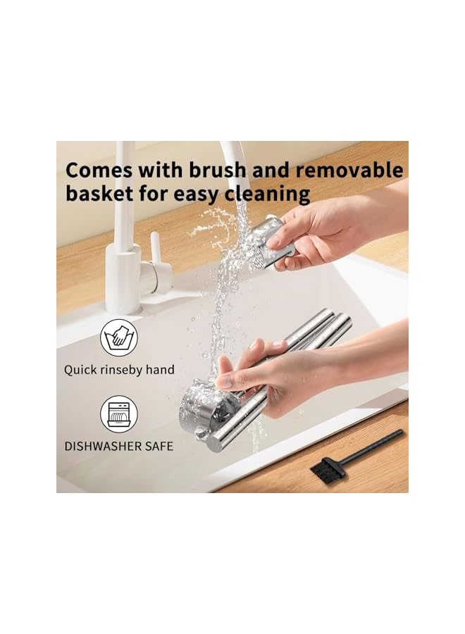 S-TOP Kitchen Garlic Press Stainless Steel, Premium Rust Proof & Dishwasher Safe Garlic Mincer, Durable Garlic Crusher Set with Peeler＆Brush, Easy to Clean and Squeeze, Matte - Image 3