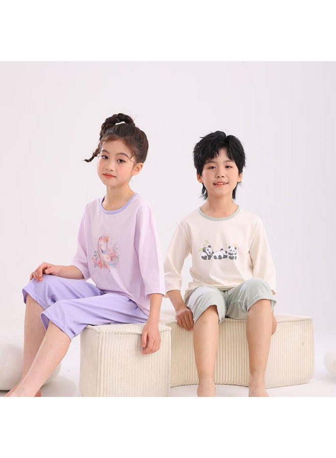 Yuzhaolin Kids Pajama Set Boys Girls Homewear Baby Air Conditioning Clothes Cute Cartoon Panda 120