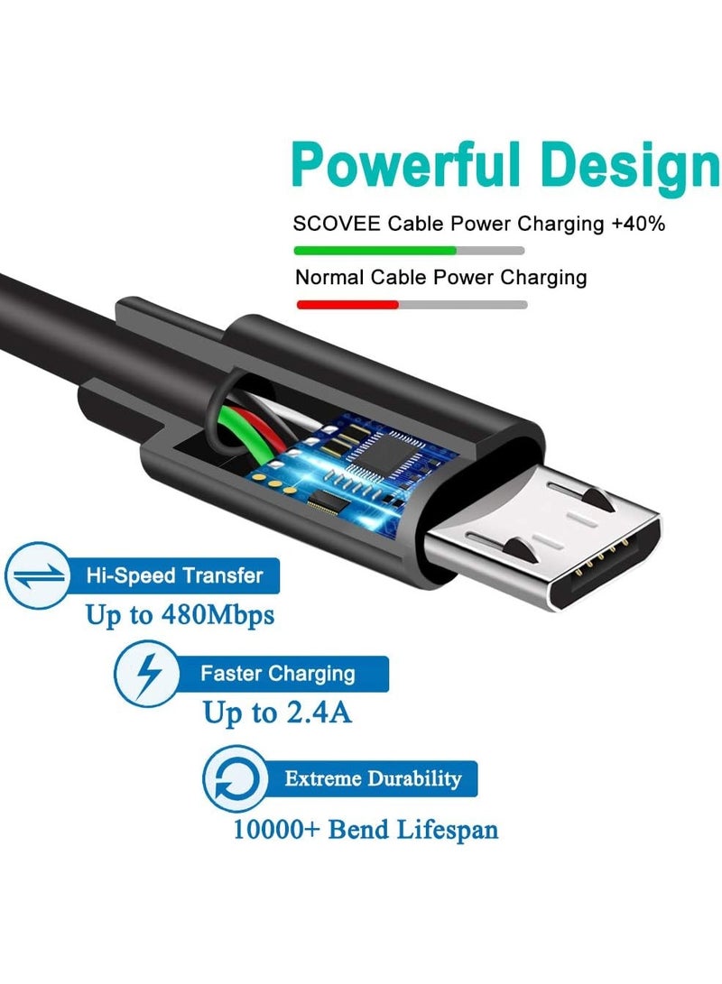 INSIJAM 2M Micro USB Cable Fast Charger Compatible with Fire HD Tablet X-Box One Dual-Shock 4 PS4 Controller Charging Cord for Samsung Fire Stick Android Wire for Moto E/E5/E6 for LG K8V K40 Phone - Image 3