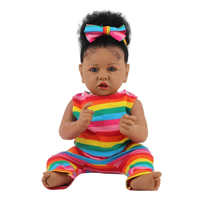HOOMAI Lifelike Reborn Baby Dolls with Soft Body African American Realistic Girl Doll 22.8 Inch Best Birthday Gift Set - Image 1