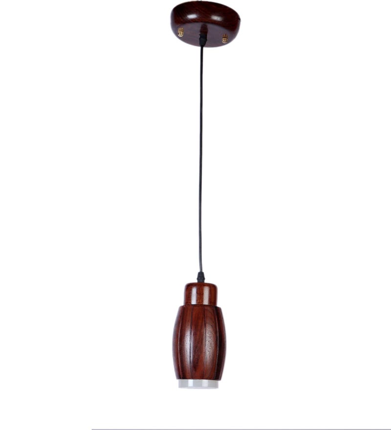Green House Handmade Sheesham Wood Hanging Ceiling Pendant Light | Unique Aesthetic Barrel Design | in-Built 9W Warm White LED | Home Decor Lighting for Bedroom, Living Room, Kitchen, Dining Room - Image 2