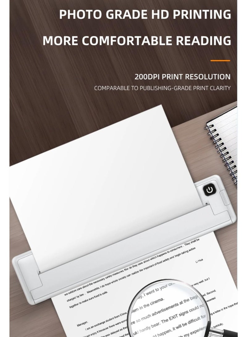 X8 Portable Thermal Printer, Supports A4 Thermal Paper, 200DPI Inkless Mobile Travel Printers for Car School Office, Mini Bluetooth Printer for Android for iOS Phone - Image 5