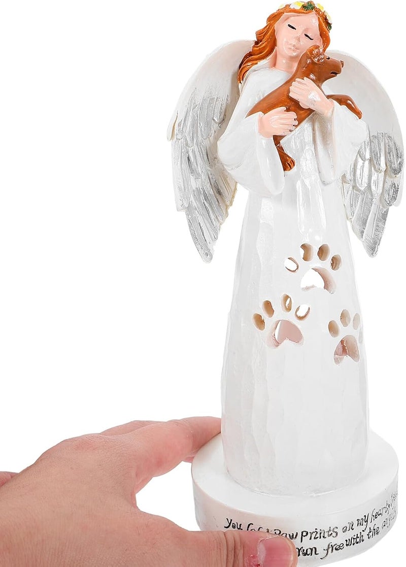 Angel and Dog Figurine Resin Pet Souvenir Ornament Memorial Sculpture Home Décor Accent for Dog Lovers Indoor Display - Image 2