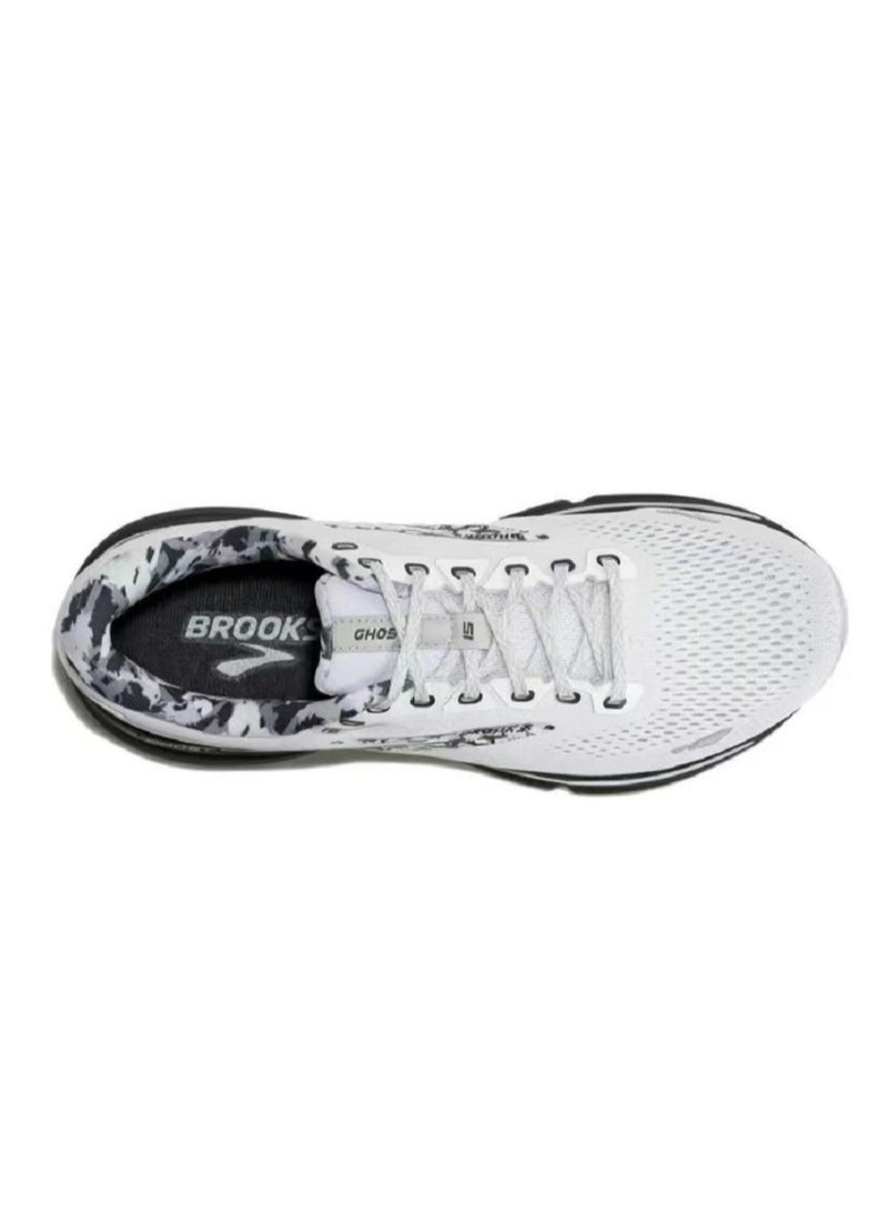 Brooks 【Back To School】Ghost 15 Cushioning Professional Men and Women Running Shoes White/Black  - Image 5