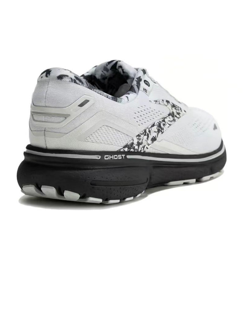 Brooks 【Back To School】Ghost 15 Cushioning Professional Men and Women Running Shoes White/Black  - Image 3