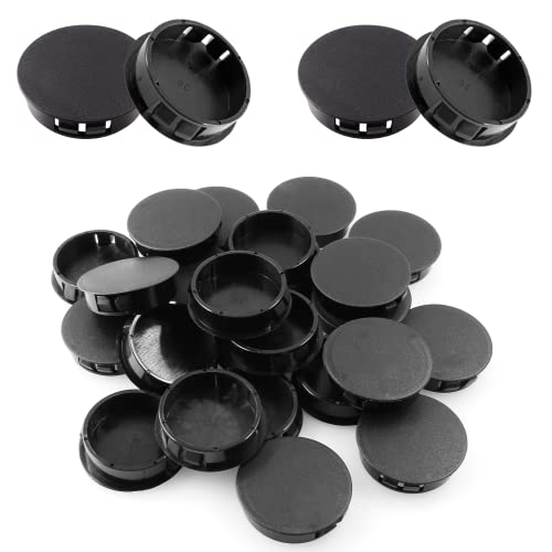 Bivethoi 25PCS Plastic Hole Plugs 38mm 112 Inch Hole Cover Black Flush Type Hole Plug Snap in Plastic Plugs Pipe Post Hole Cap Tube Insert Plug Round End Cap Panel Plug for Chair Table Furniture