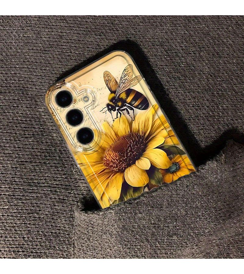 Sunflower Bee Pattern Transparent Phone Case For Samsung Galaxy A03 Mixed Color 1 - Image 4