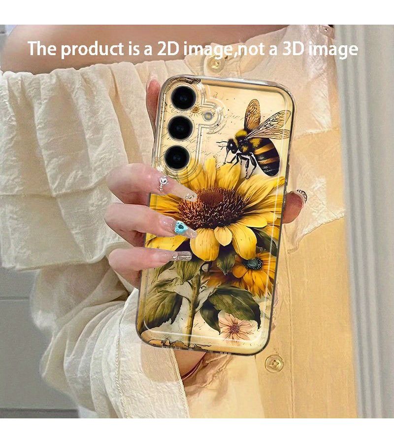Sunflower Bee Pattern Transparent Phone Case For Samsung Galaxy A03 Mixed Color 1 - Image 2
