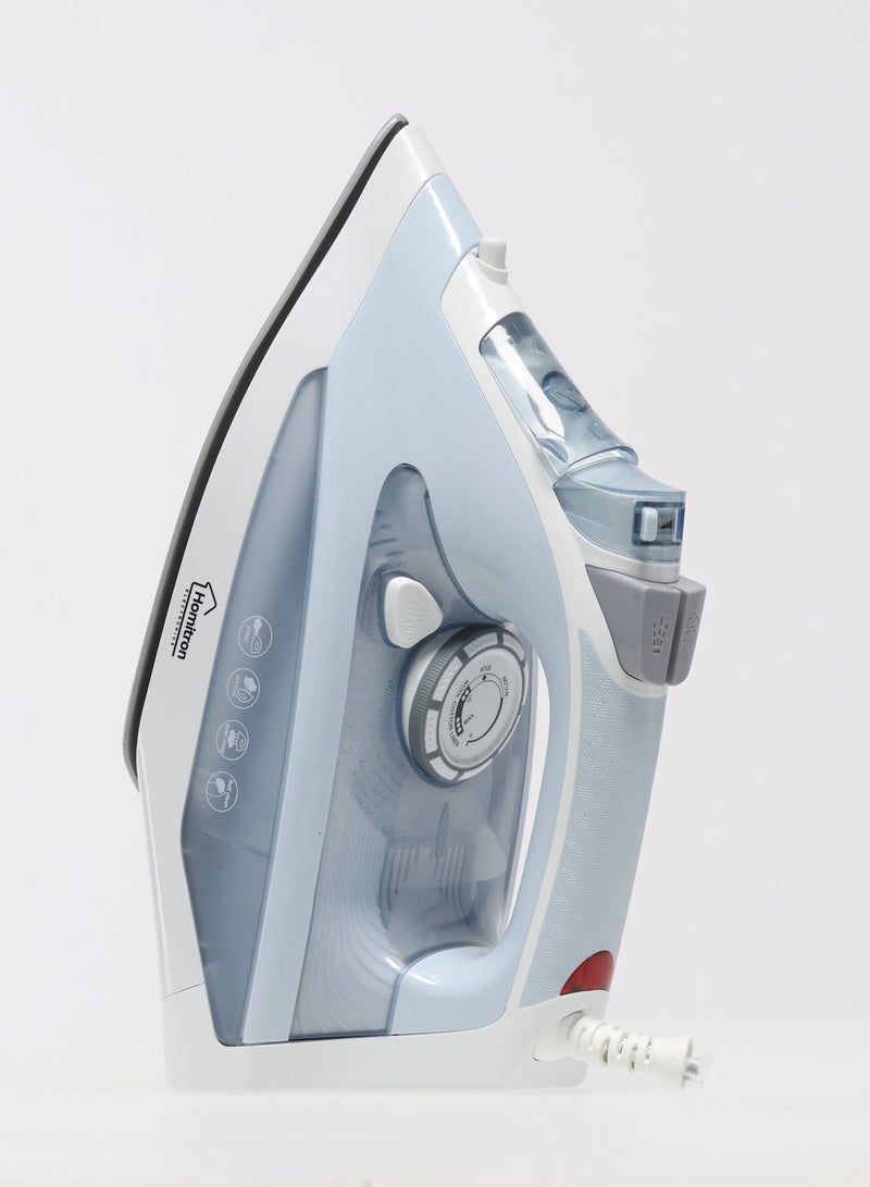 هوميترون مكواة بخار متعددة الوظائف بقاعدة مانعة للالتصاق، وظيفة الكي الجاف/الرطب/التحكم في درجة الحرارة، وظائف الكي الجاف/البخار السريع/البخار/البخار العمودي/الرذاذ، سعة 320 مل، قدرة 2200 واط، موديل HSI-02C - Image 2