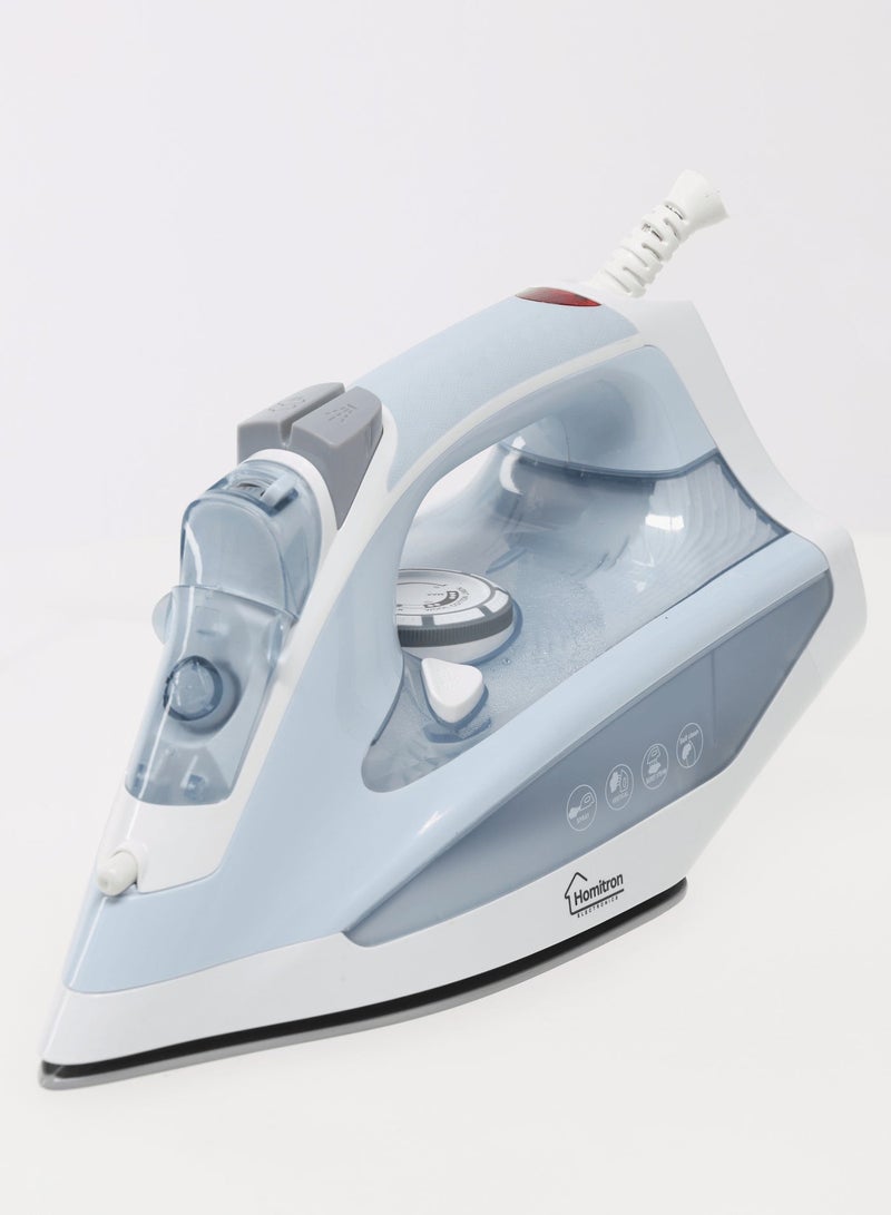 هوميترون مكواة بخار متعددة الوظائف بقاعدة مانعة للالتصاق، وظيفة الكي الجاف/الرطب/التحكم في درجة الحرارة، وظائف الكي الجاف/البخار السريع/البخار/البخار العمودي/الرذاذ، سعة 320 مل، قدرة 2200 واط، موديل HSI-02C - Image 4