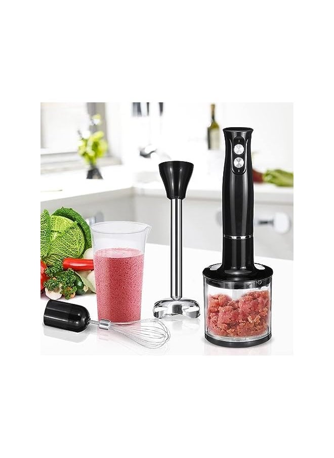 XVersion Blender, Multifunctional 4-in-1 Stick Mixer, 2-Speed, Stainless Steel, Titanium Plated Blade, includes 700ml Mixing Beaker, 500ml Chopper, Whisk Attachment with 1 Year Manufacturer Warranty Black  - Image 4