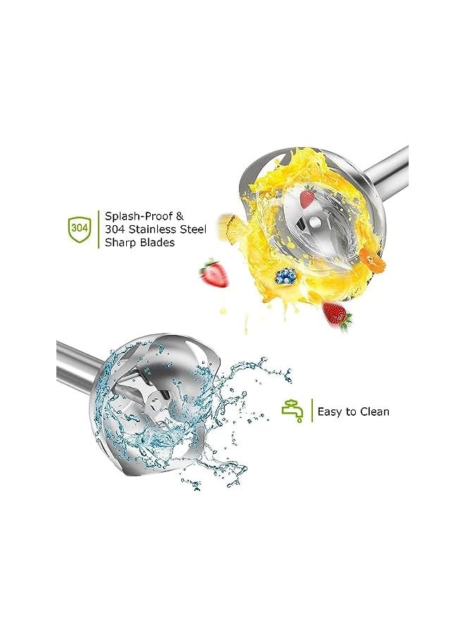 XVersion Blender, Multifunctional 4-in-1 Stick Mixer, 2-Speed, Stainless Steel, Titanium Plated Blade, includes 700ml Mixing Beaker, 500ml Chopper, Whisk Attachment with 1 Year Manufacturer Warranty Black  - Image 5