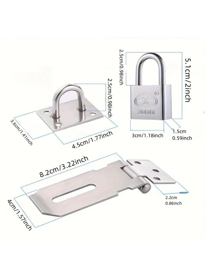 Heavy Duty Stainless Steel 90 Degree Door Hinge Lock With Padlock Silvery - Image 3