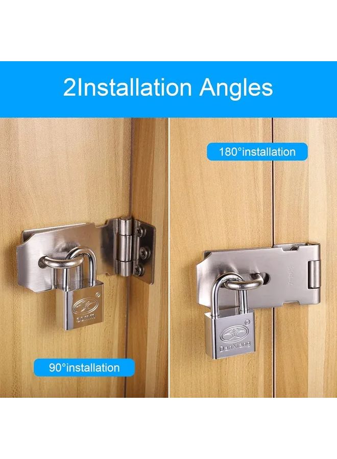 Heavy Duty Stainless Steel 90 Degree Door Hinge Lock With Padlock Silvery - Image 4