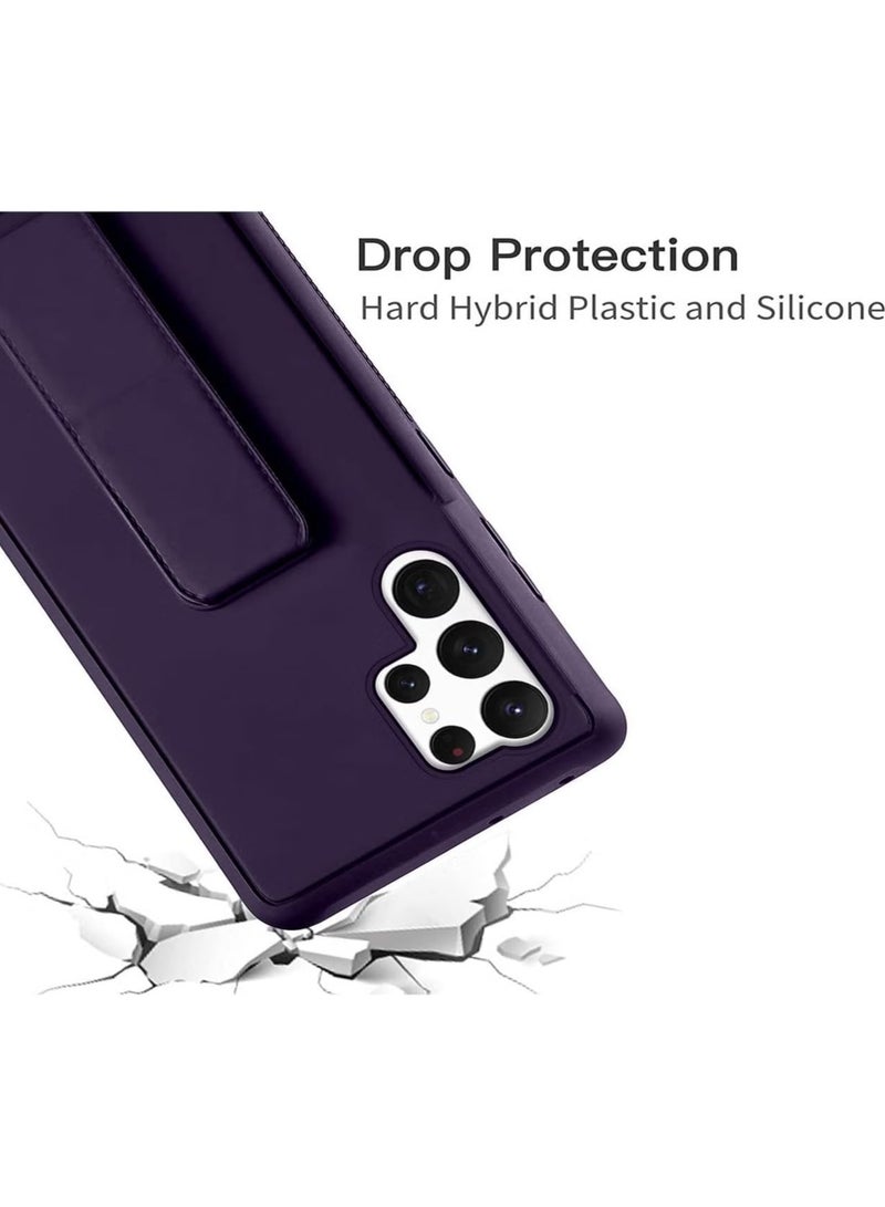 Denx Samsung Galaxy S25 Ultra Case Cover Magnetic Car Mount Kickstand & Holder, Premium Silicone Vertical & Horizontal Hand Strap and Grip with Multi Stand for Samsung Galaxy S25 Ultra (Deep Purple) - Image 4
