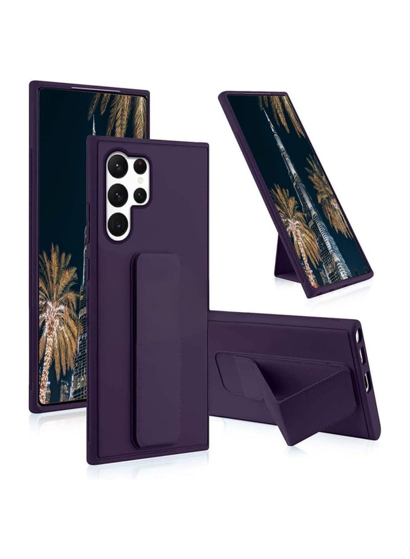 Denx Samsung Galaxy S25 Ultra Case Cover Magnetic Car Mount Kickstand & Holder, Premium Silicone Vertical & Horizontal Hand Strap and Grip with Multi Stand for Samsung Galaxy S25 Ultra (Deep Purple) - Image 1