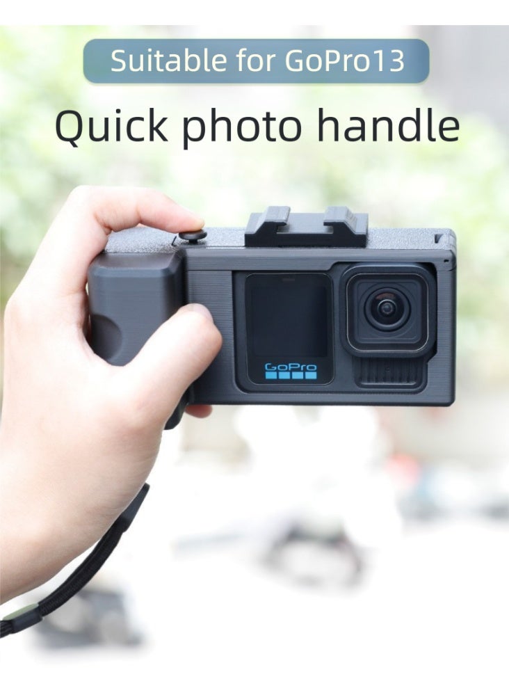 Compatible with GoPro 9/10/11/12/13 Quick-Release Camera Handle Mount for Action Shooting, Multi-Angle Hand Grip with LED Light Slot, Secure Hand Strap for Photography & Video - Image 2