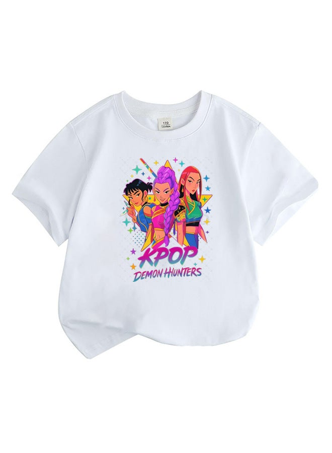 Best Seller Kpop Anime Cartoon Print Fashion Kids Short Sleeve T-shirt Loose Casual Top - Image 1