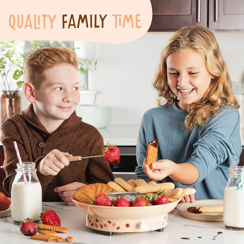 Kusini Fondue Pot Electric Set – 10-oz Chocolate Fondue kit - Temperature Control, Detachable Serving Tray, 4 Forks – Hostess Gift Ideas, Unique Housewarming Gift Set – Birthday Party Ideas - Image 4