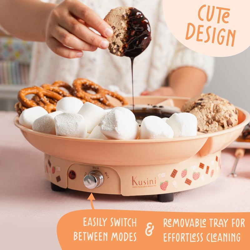 Kusini Fondue Pot Electric Set – 10-oz Chocolate Fondue kit - Temperature Control, Detachable Serving Tray, 4 Forks – Hostess Gift Ideas, Unique Housewarming Gift Set – Birthday Party Ideas - Image 2