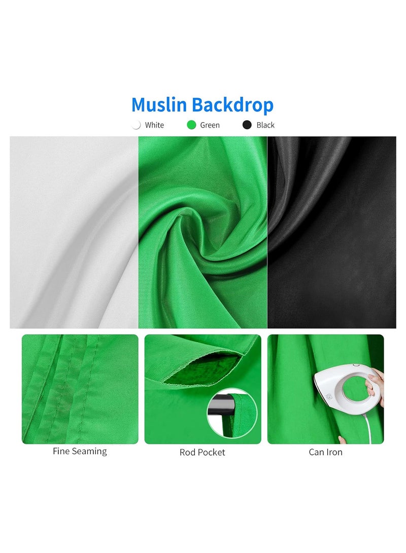 نيوير طقم استوديو التصوير من NEEWER مع خلفية للتصوير الفوتوغرافي: نظام خلفية بحجم 8.5 × 10 قدم، إضاءة LED 5700K بقوة مكافئة 800 واط مع سوفت بوكس، وإضاءة استوديو مع خلفيات الشاشة الخضراء لتصوير المنتجات والبورتريه. - Image 4