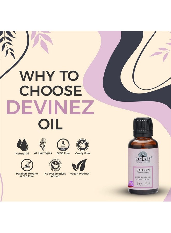 Devinez Kashmiri Saffron Essential Oil, Kesar Zafran, 10ml,Pure Natural Undiluted Therapeutic grade in Glass Bottle for skin, body care, Reed Diffusers Oils, Aroma Tharapy Saffron Oil, Kaser Oil - Image 2