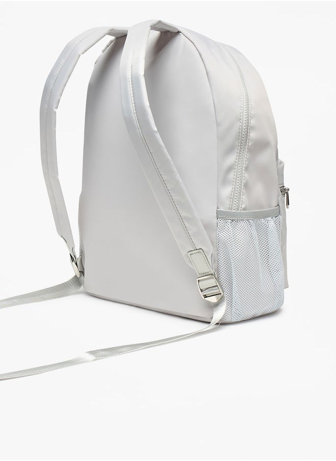 Missy Logo Applique Backpack with Adjustable Straps and Zip Closure - 31x40x13 cm