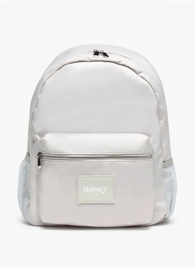 MISSY Missy Logo Applique Backpack with Adjustable Straps and Zip Closure - 31x40x13 cm