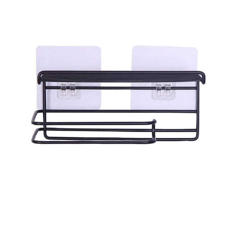 HOME CUBE HOME CUBE 1 Pc Adhesive Toilet Paper Holder with Phone Shelf, Wall Mounted Toilet Paper Roll Holder, Bathroom Tissue Roll Holder No Drilling Required - Black (Random Color) - Image 4