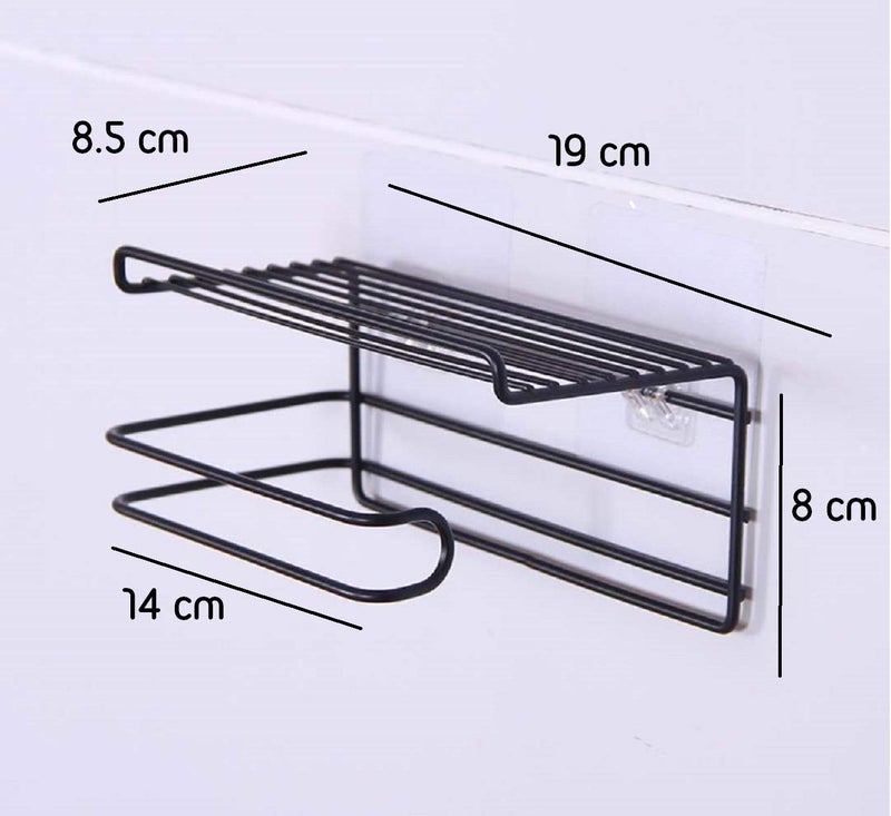 HOME CUBE HOME CUBE 1 Pc Adhesive Toilet Paper Holder with Phone Shelf, Wall Mounted Toilet Paper Roll Holder, Bathroom Tissue Roll Holder No Drilling Required - Black (Random Color) - Image 5