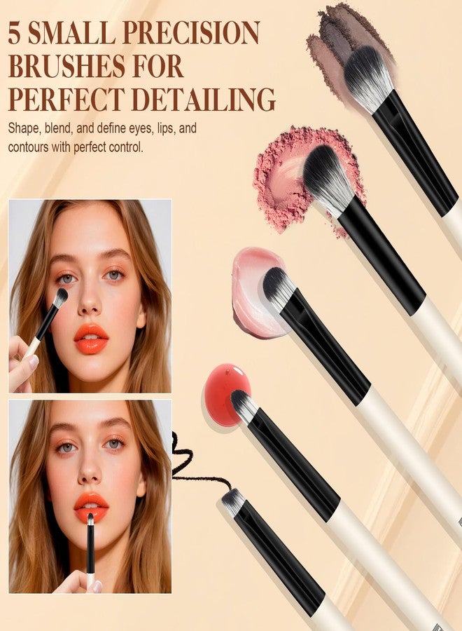 HEYMKGO Makeup Brushes, 16Pcs Brush Kit Premium Synthetic Foundation Powder Contour Concealer Blush Highlighter Brush Set with 2Pcs Makeup Sponge and 4Pcs Hair Clips for Women - Image 5