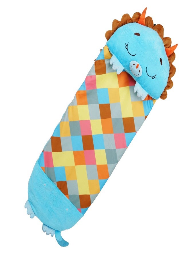 Happy Nappers Pillow & Sleepy Sack- Comfy, Cozy, Compact, Super Soft, Warm, All Season, Sleeping Bag with Pillow- Medium 54” x 20”, Triceratops - Image 1
