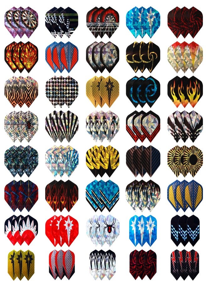 Deetenks 120PCS Dart Flights 40 Sets Durable Standard and Mini Reflect Dart Flights Replacement Feather Tail Wing for Soft Tip Steel Tip Darts - Image 1