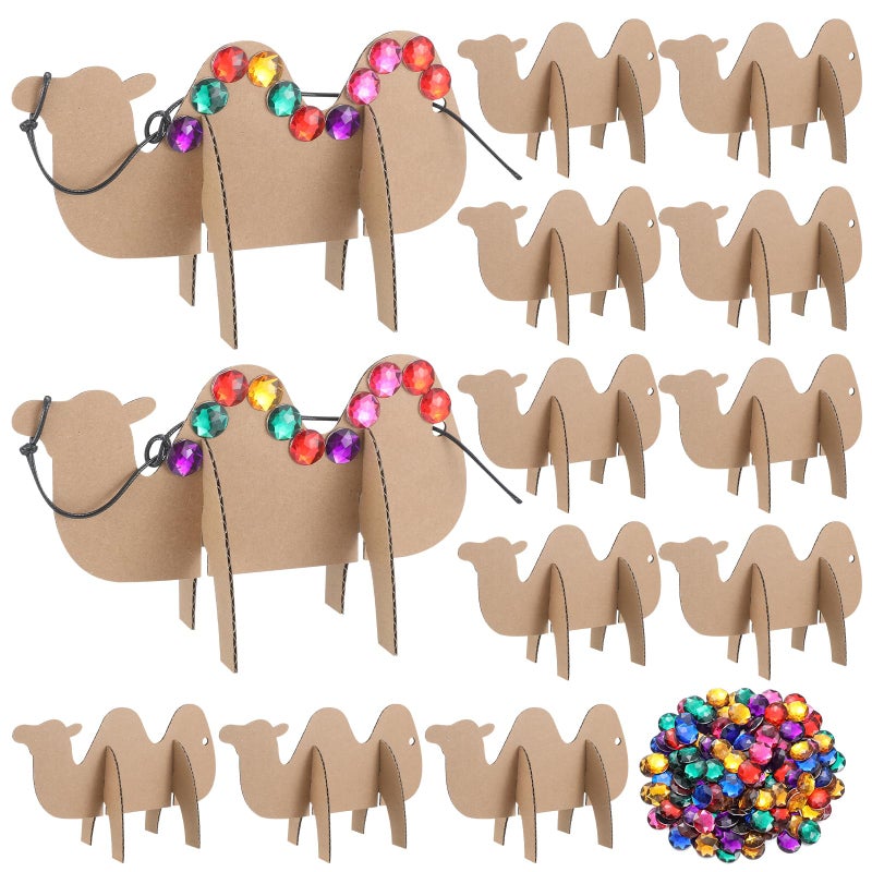 Dansydaisy 24 Pack Camel Craft DIY Corrugated Paper Beach Animal Crafts with Colored Crystal Diamonds and Rope Rock Beach Crafts for VBS Home Birthday Party Decoration Project - Image 2