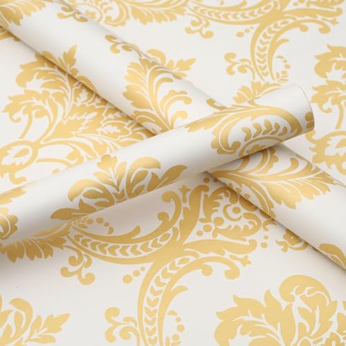 ROSASTELLA Self Adhesive Decorative Peel Stick Waterproof Damask Wallpaper Wall Decor Removable Wall Paper for Living Room Hall Decoration PVC Vinyl DIY Contact Paper 45x304cm - Image 2