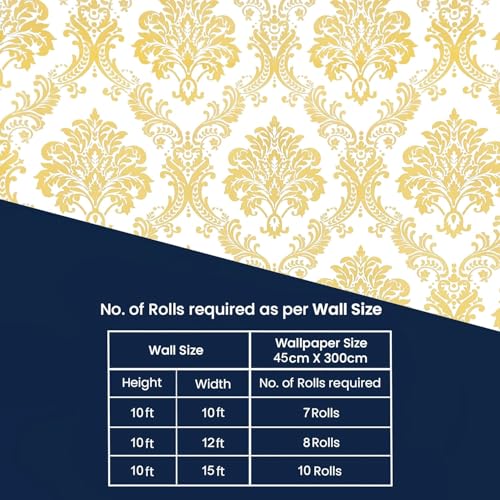 ROSASTELLA Self Adhesive Decorative Peel Stick Waterproof Damask Wallpaper Wall Decor Removable Wall Paper for Living Room Hall Decoration PVC Vinyl DIY Contact Paper 45x304cm - Image 5