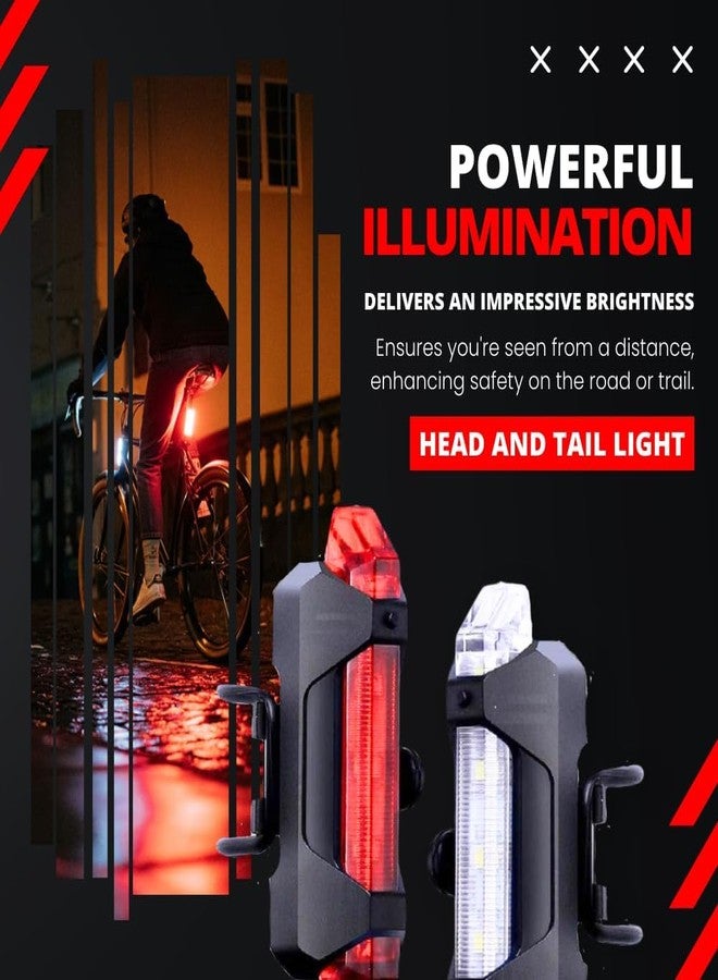 FCCRACING DC918 Bicycle Lights Combo Pack/Rechargeable/Multiple Light Modes/Waterproof Head and Tail Light - Image 3