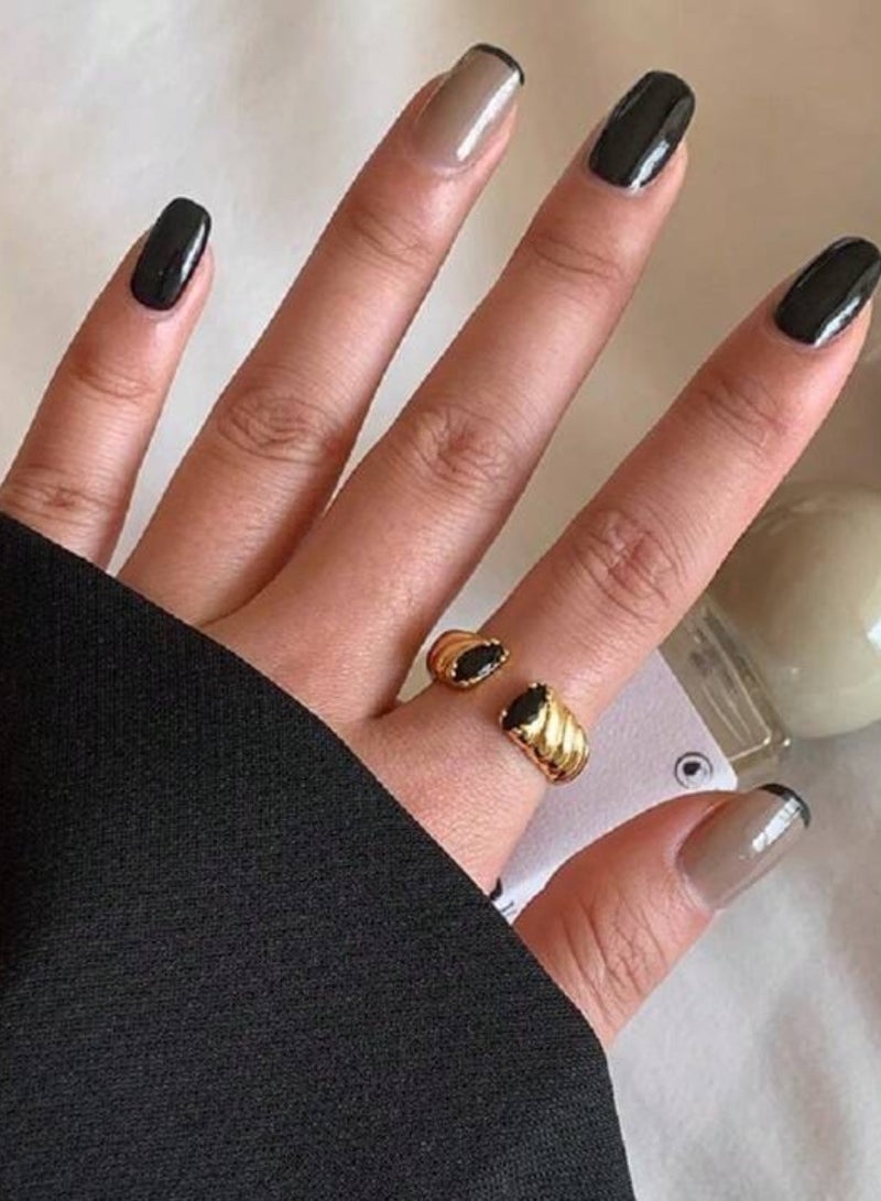 إيكوال خاتم نسائي أنيق من الاستانلس ستيل مطلي باللون الذهبي بمقاس موحد - Image 1