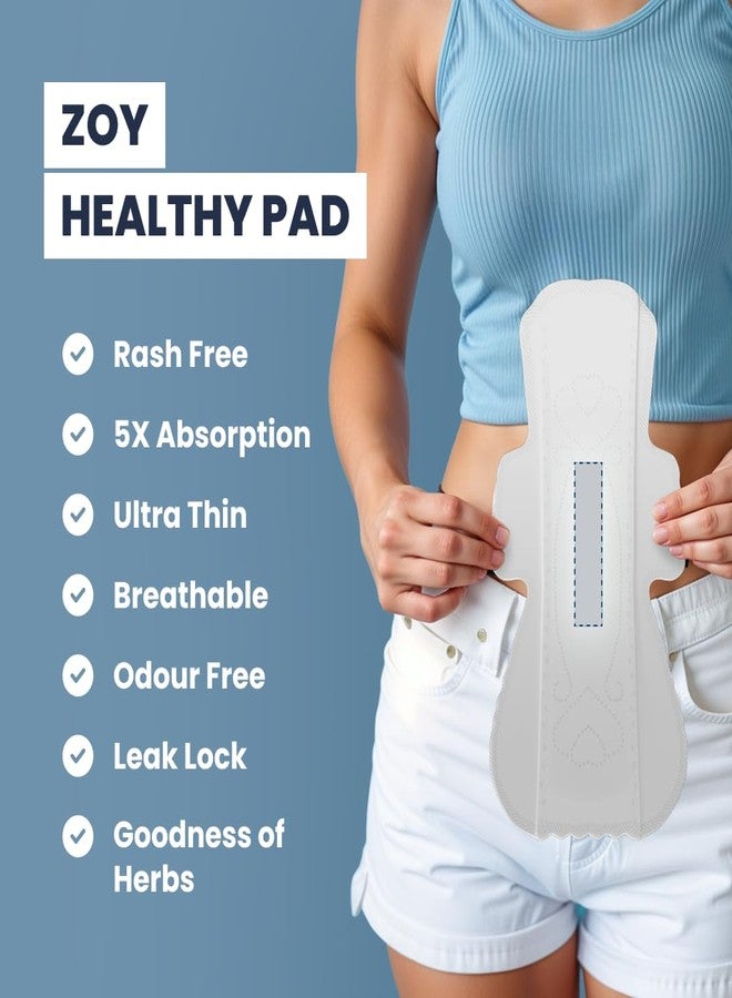 ZOY Herbal Sanitary Pads for Women XL Heavy Flow | Period Comfort Support, Rash-Free, Breathable Cotton | Night Pads, Odour Control, Ultra Thin Leak Lock | 10 Pads - Image 5