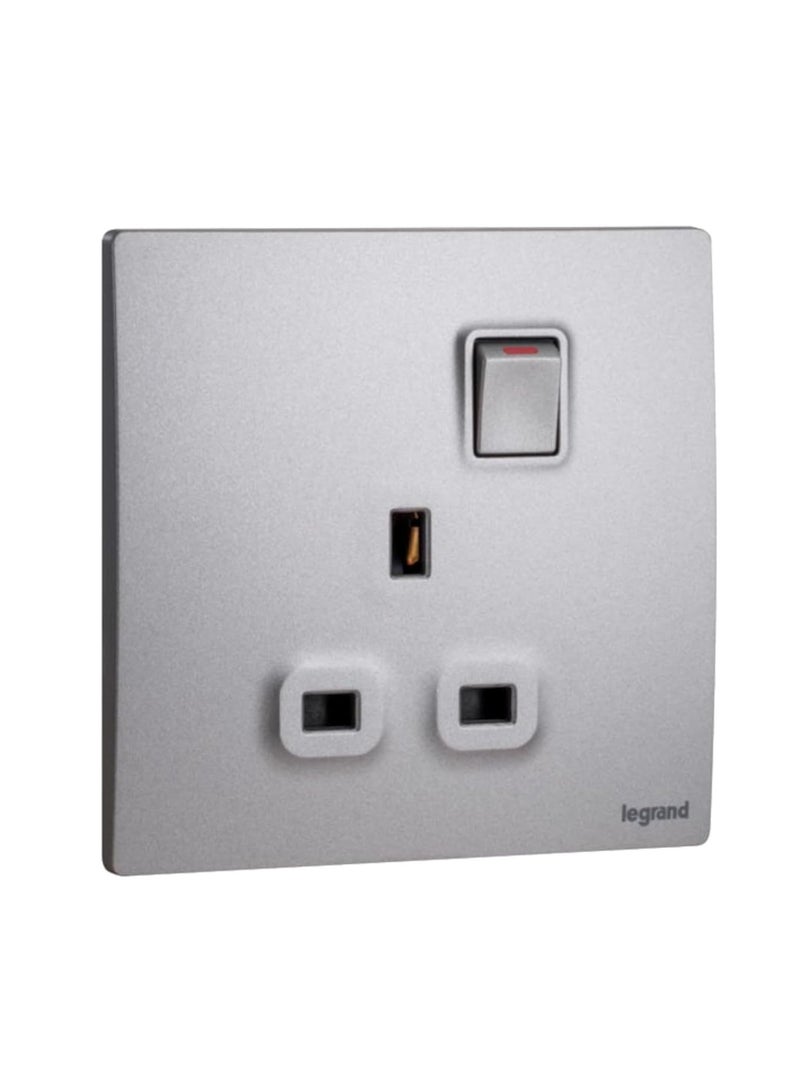 LEGRAND 13A 1G SWITCH SOCKET MALLIA SENSES DARK SILVER 281111DS