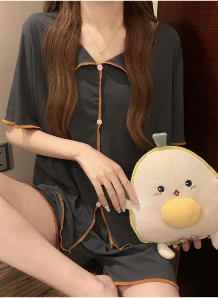 General - Korean style thin button ice silk pajamas - Image 1