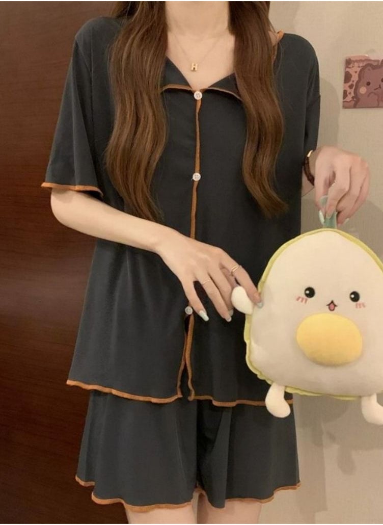 General - Korean style thin button ice silk pajamas - Image 1