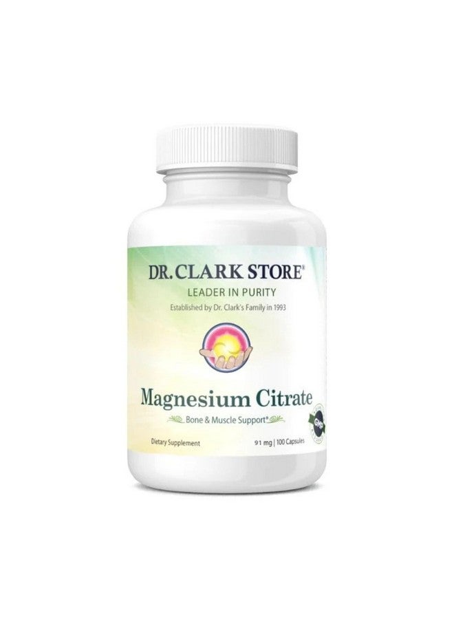Dr Clark Store Dr. Clark Store Magnesium Citrate - 91mg, 100 Capsules, Supports Energy Production, Enzyme Function & Nervous System Health - Image 1