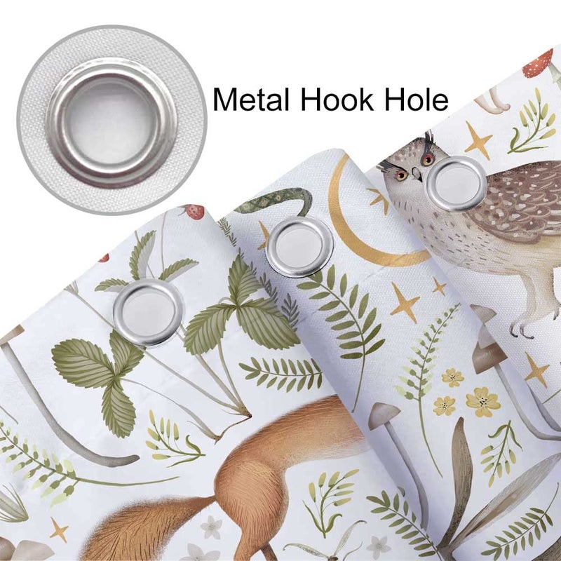 Uokiuki Fairy Rustic Forest Shower Curtain for Bahtroom, Country Woodland Wild Animals Butterfly Mushroom Set Hunting Shower Curtain, Farmhouse Rustic Cabin Lodge Shower Curtain Set with Hooks 70X70IN - Image 5