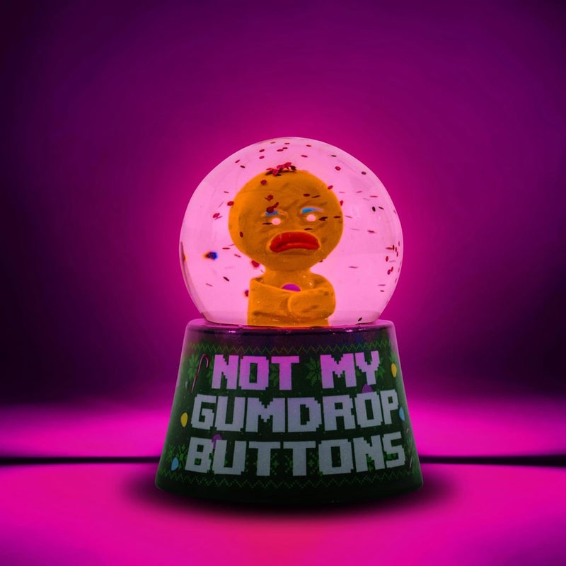 Silver Buffalo Shrek Gingy Not My Gumdrop Buttons Mini Light-Up Snow Globe with Swirling Glitter Display | 3 Inches Tall - Image 3
