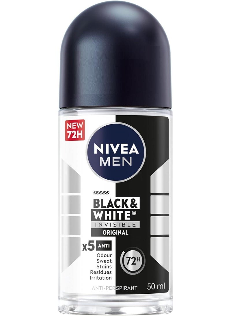نيفيا مين مزيل عرق نيفيا مين رول أون للرجال للحماية غير المرئية للأسود والأبيض الأصلي 50 مل