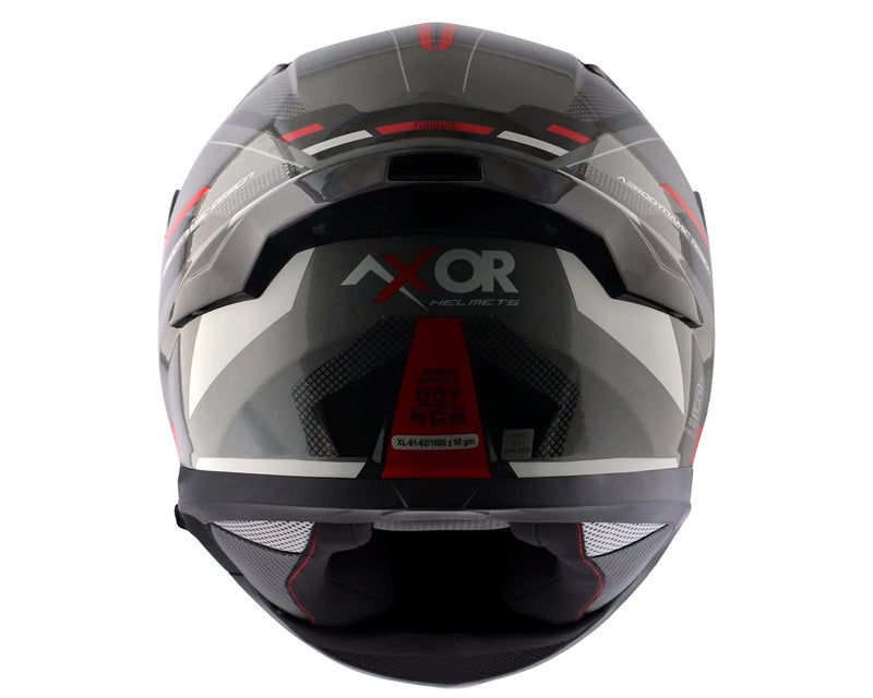 AXOR Apex Turbine ISI ECE DOT Certified Full Face Dual Visor Helmet For Men And Women With Pinlock Fitted Outer Clear Visor And Inner Smoke Sun Visor Black Red Grey Helmet-M - Image 5