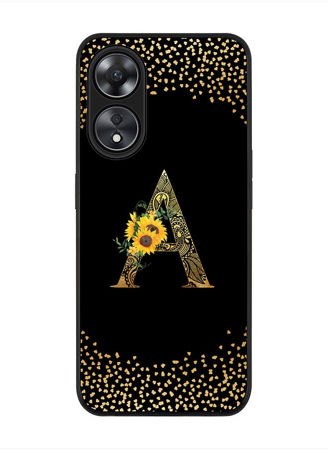 Stylizedd Cover for Oppo A78 5G /Oppo A58 5G Case , Rugged Black Slim fit Phone Cases Custom Monogram Initial Letter Mandala Floral Pattern Alphabet-A (Black)  - Image 1