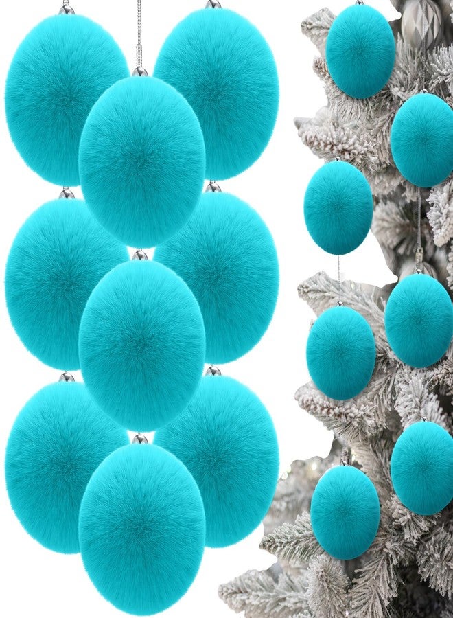 Burbell 15 Pcs 3.54 in Christmas Turquoise Ball Ornaments for Xmas Tree Large Soft Faux Fur Hanging Pom Pom Furry Ball Ornaments for Vintage Christmas Home Fireplace Mantel Holiday Party Decor - Image 1